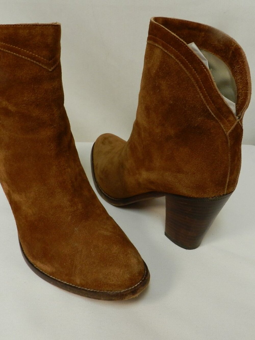 Sartore Suede western ankle boots booties brown heeled Italy Size 38.5 US 8.5
